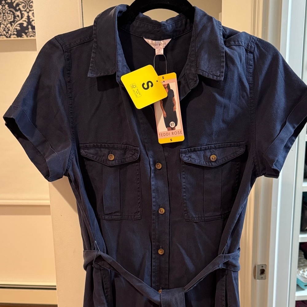 NWT Navy Blue Shirt Dress - Picture 6 of 6